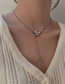 Fashion White Butterfly Tassel Sparkling Diamond Necklace