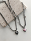 Fashion Pink Titanium Steel Checkerboard Love Necklace