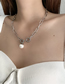 Fashion Silver Titanium Steel Thick Chain Pearl Necklace