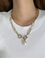 Fashion Gold Titanium Steel Thick Chain Pearl Necklace