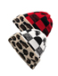 Fashion Leopard White Check Christmas Tartan Jacquard Woolen Knit Hat