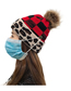 Fashion Leopard Red Check Christmas Knitted Hat With Detachable Fur Ball Buttons