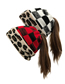 Fashion Leopard Red Check Christmas Leopard Plaid Knitted Beanie