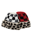 Fashion Leopard White Check Christmas Leopard Plaid Crimped Knit Hat