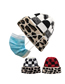 Fashion Leopard White Check Christmas Leopard Plaid Crimped Knit Hat