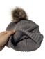 Fashion Black Knitted Cap With Fur Ball Buttons