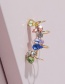 Fashion Color Alloy Stained Glass Diamond Geometric Earrings