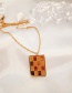 Fashion Gold Stainless Steel Square Checkerboard Necklace