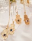Fashion Dark Blue Copper Plated Real Gold Palm Eye Necklace