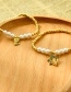 Fashion Gold Color Copper Inlaid Zirconium Pearl Cat Beaded Bracelet