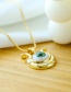 Fashion Blue Copper Inlaid Zirconium Eye Crescent Necklace