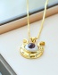 Fashion Purple Copper Inlaid Zirconium Eye Crescent Necklace