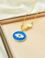 Fashion Blue Copper Inlaid With Dripping Oil Eyes Smiley Face Necklace
