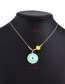 Fashion Lake Blue Copper Inlaid With Dripping Oil Eyes Smiley Face Necklace