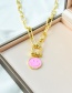 Fashion Light Yellow Copper Drip Oil Horseshoe Buckle Smiley Face Necklace