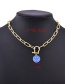 Fashion Royal Blue Copper Drip Oil Horseshoe Buckle Smiley Face Necklace