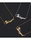 Fashion Rose Gold Titanium Steel Crown Letter Necklace