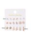Fashion Gold Alloy Diamond Flower Pearl Stud Earring Set