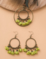 Fashion Green Alloy Thread Ring Flower Tassel Necklace And Earring Set