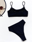 Fashion Black Solid Color Pleated Sling Split Swimsuit