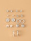 Fashion Silver Diamond Circle Five-pointed Star Stud Earring Set