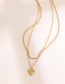 Fashion Gold Alloy Love Double Chain Necklace