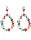 Fashion Color Alloy Diamond Cutout Drop-shaped Earrings