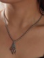 Fashion Silver Color-2 Metal Pearl Chain Stitching Ghost Claw Necklace