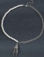 Fashion Silver Color-2 Metal Pearl Chain Stitching Ghost Claw Necklace
