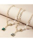 Fashion Dark Green Alloy Inlaid Square Diamond Necklace