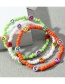 Fashion White Green Orange Acrylic Star And Moon Flat Beads Beaded Bracelet Set