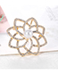 Fashion Gold Alloy Diamond Pearl Hollow Flower Brooch