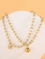 Fashion Gold Color Alloy Ball Padlock Double Necklace