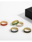 Fashion Green Closed Square Diamond Ring