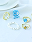 Fashion Blue Alloy Drip Oil Smiley Face Ring Set