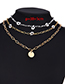 Fashion Rose Red Alloy Chain Rice Bead Multilayer Necklace