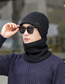 Fashion Navy Knitted Flanging Cap And Bib Set