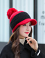 Fashion Wine Red Lettermark Color-blocking Rabbit Fur Knitted Hat