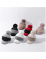 Fashion Beige Lettermark Color Block Rabbit Fur Knitted Hat