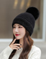 Fashion Black Wool Ball Sequin Knitted Woolen Hat