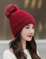 Fashion Wine Red Wool Ball Sequin Knitted Woolen Hat