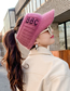Fashion Grey Letter Embroidery Empty Top Knitted Hat
