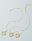 Fashion Suit Copper Diamond Hollow Heart Shaped Pearl Stud Necklace Set