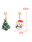 Fashion Bells Alloy Dripping Oil Elk Snowman Christmas Socks Bell Asymmetrical Earrings