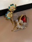 Fashion Dripping Oil Flower Gold Coloren Alloy Diamond-studded Oil Drop Flower Brooch