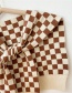 Fashion Two-tone Grid Brown Checked Knotted Knit Shawl