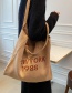 Fashion Brown Letter Knit Large Capacity Shoulder Bag