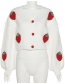 Fashion White Single-breasted V-neck Strawberry Cardigan