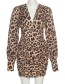 Fashion Leopard Printed Low-cut Pleated Hip Dress