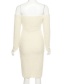 Fashion Apricot One-shoulder Long-sleeved Hip Dress